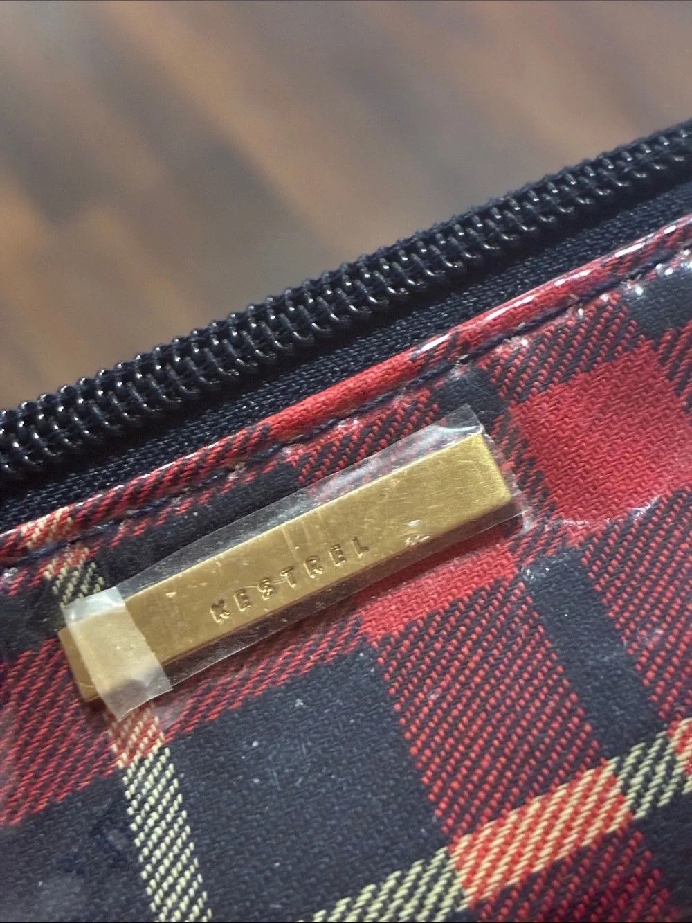NEW KESTREL TARTAN HOLIDAY Plaid Zip Cosmetic MAKEUP Bag Red